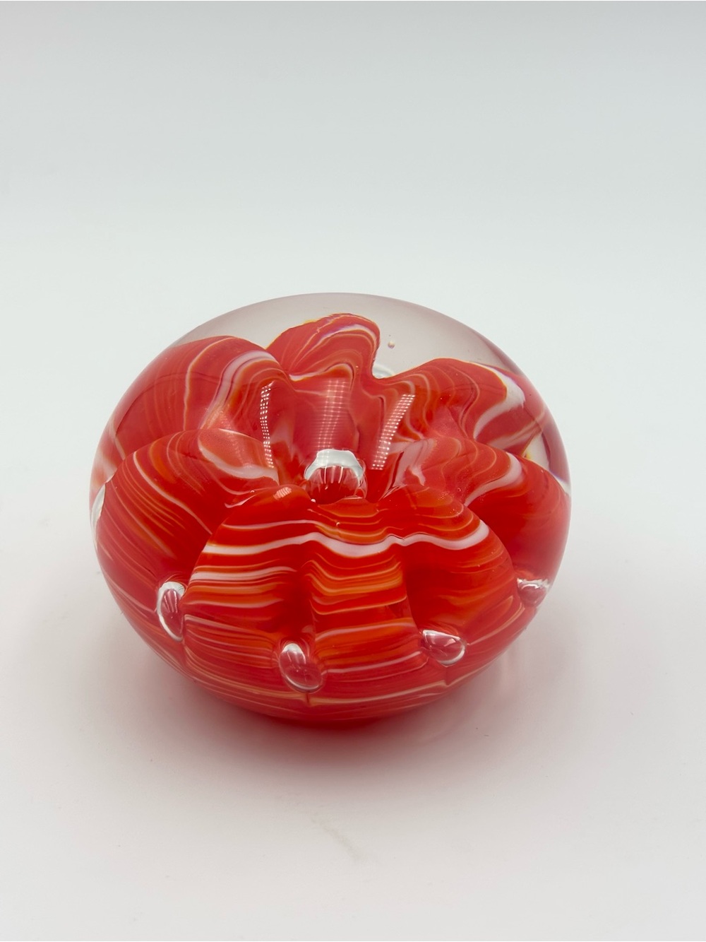 ART GLASS PAPERWEIGHT ST CLAIR ~ JOE RICE -PAPERWEIGHT - ORANGE RIBBON EX COND
